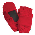 Red Fleece Fingerless Gloves with Mitten Flap